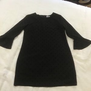 Old Navy Black Jack Polka Dot Flocked Dress w/Flounced Sleeves, Size M